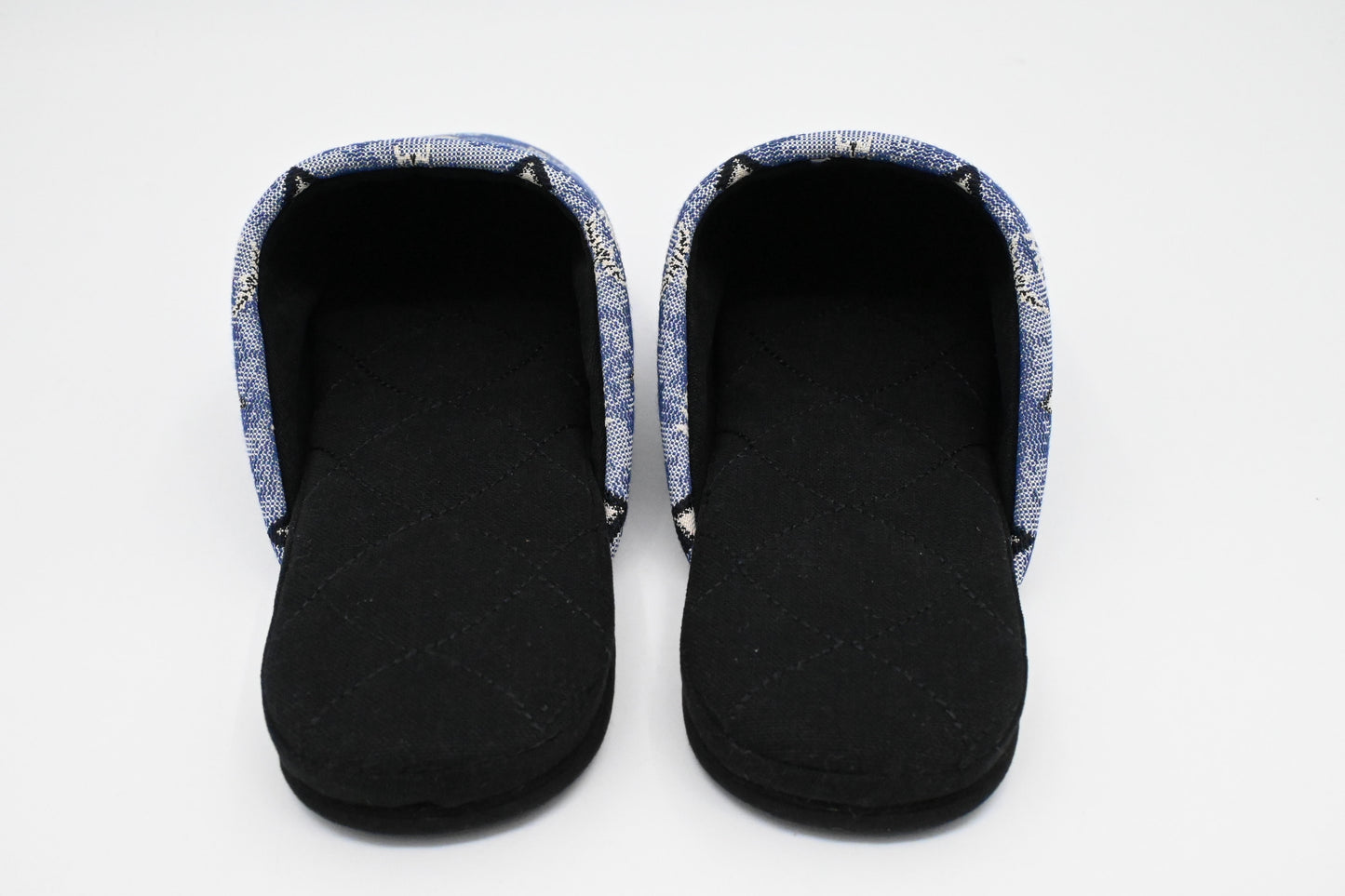 MCM Interior Slippers in Black and Blue Canvas