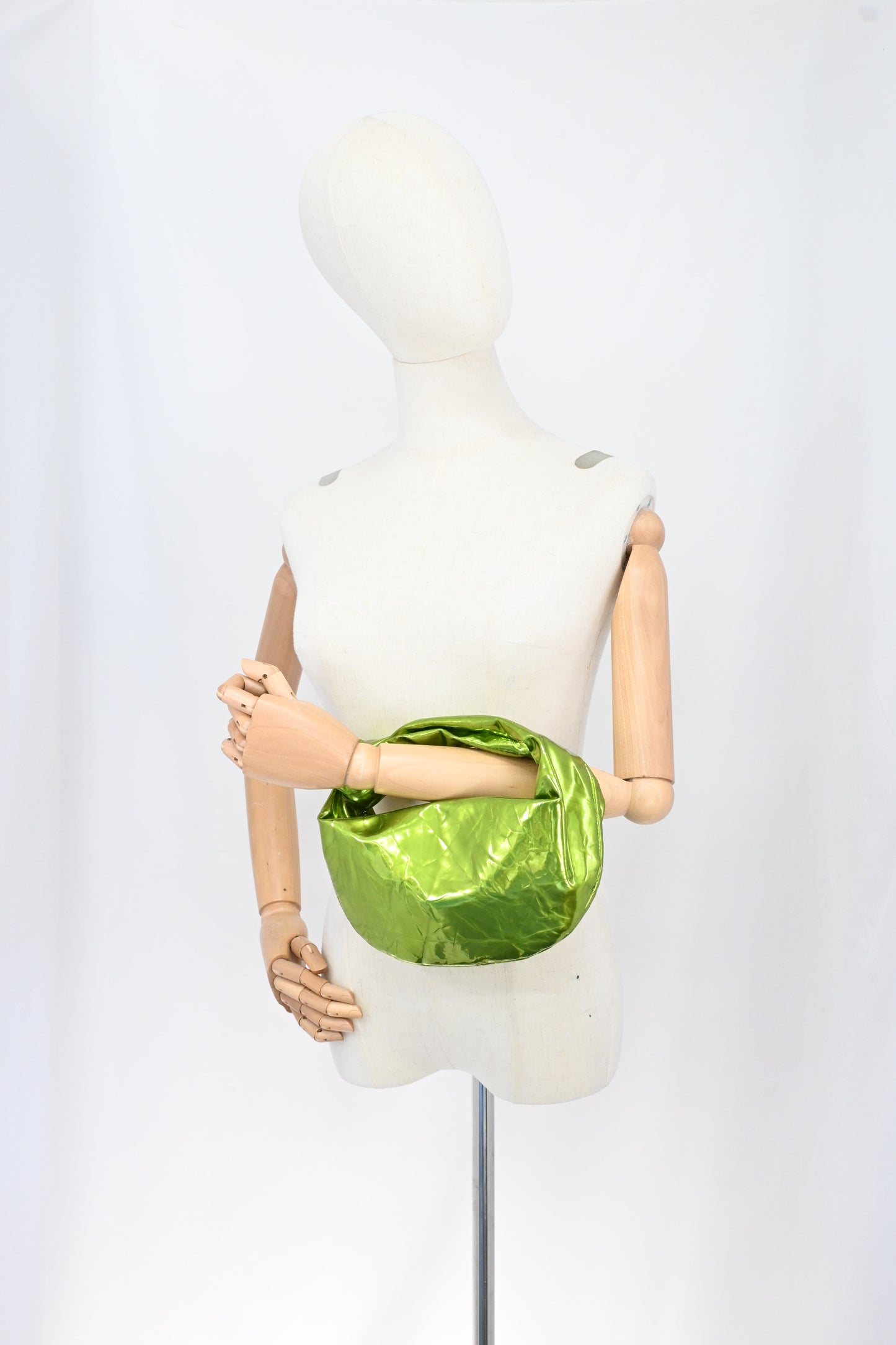 Bottega Veneta Mini Jodie in Metallic Green Patent Leather