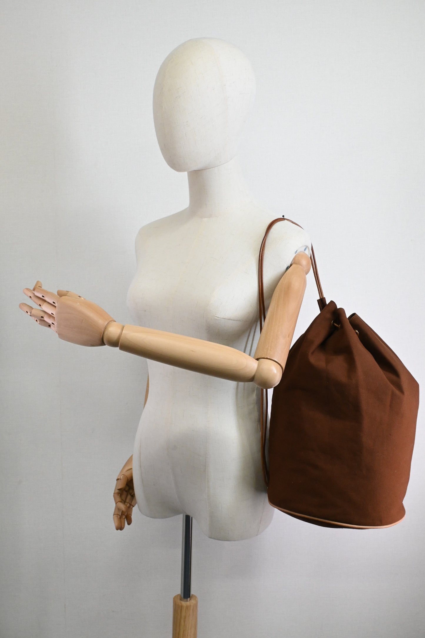 Hermes Polochon Mimile in Brown Canvas