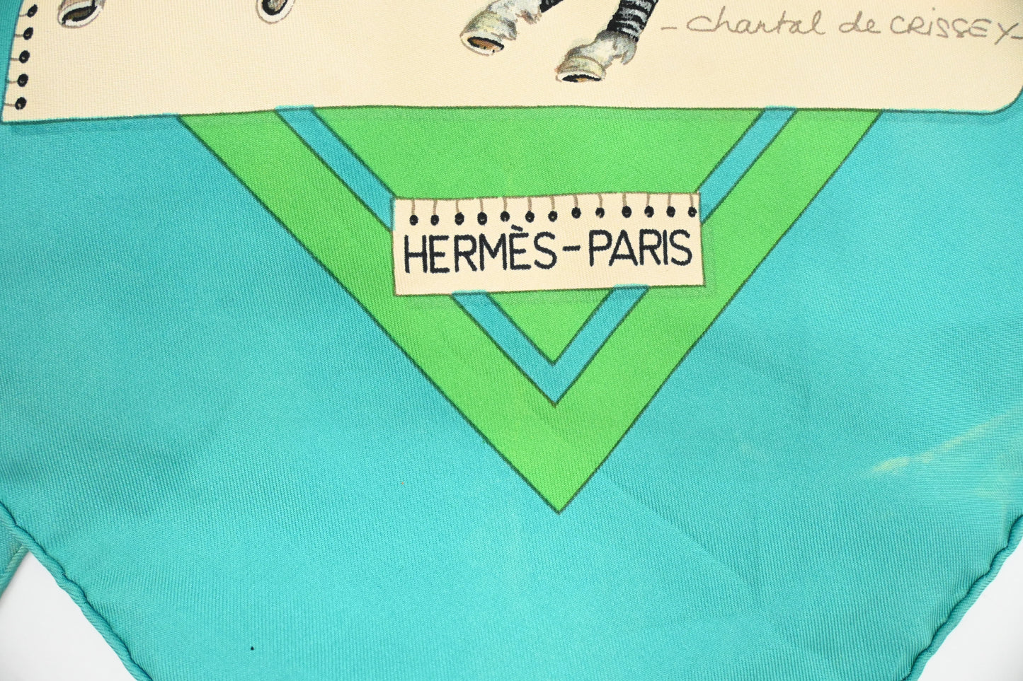 Hermes 'Le Monde du Polo' Carre 90 in Turquoise Silk