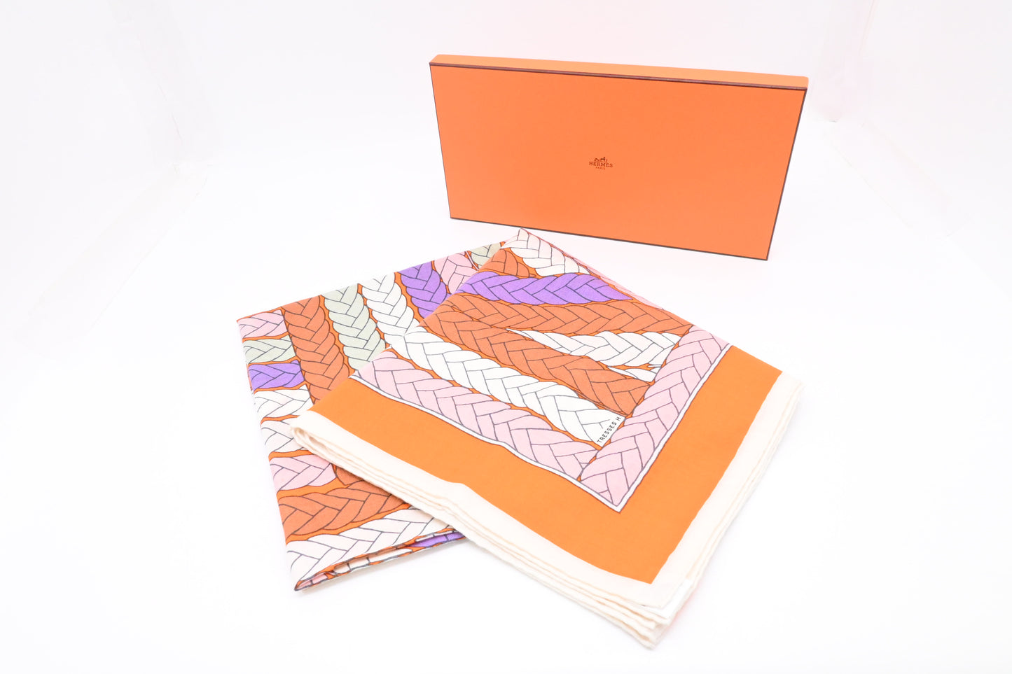 Hermes Carre 140 "Tresses H" in Cashmere and Silk