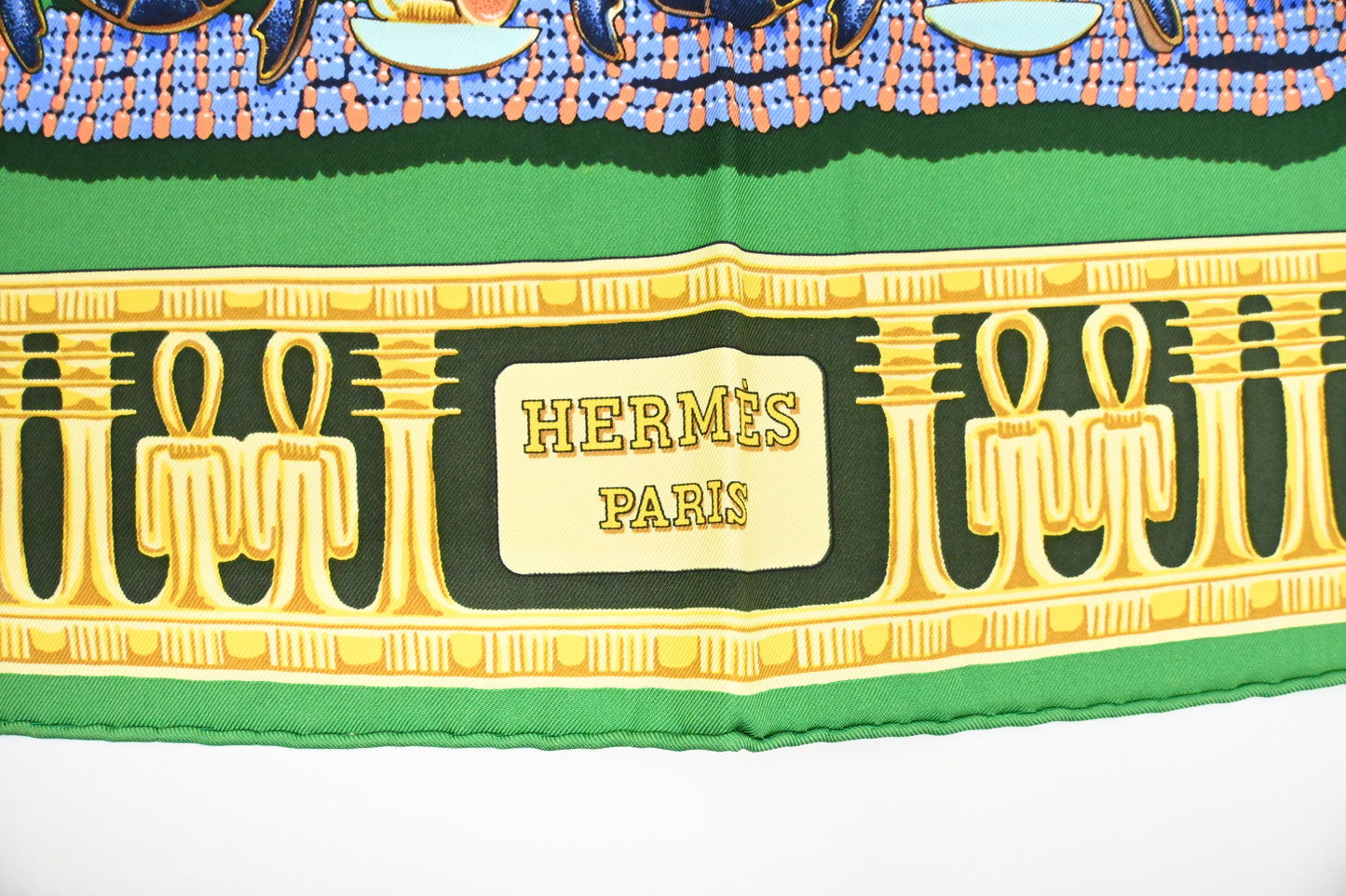 Hermes 'Tutankhamen' Carre 90 in Green Silk