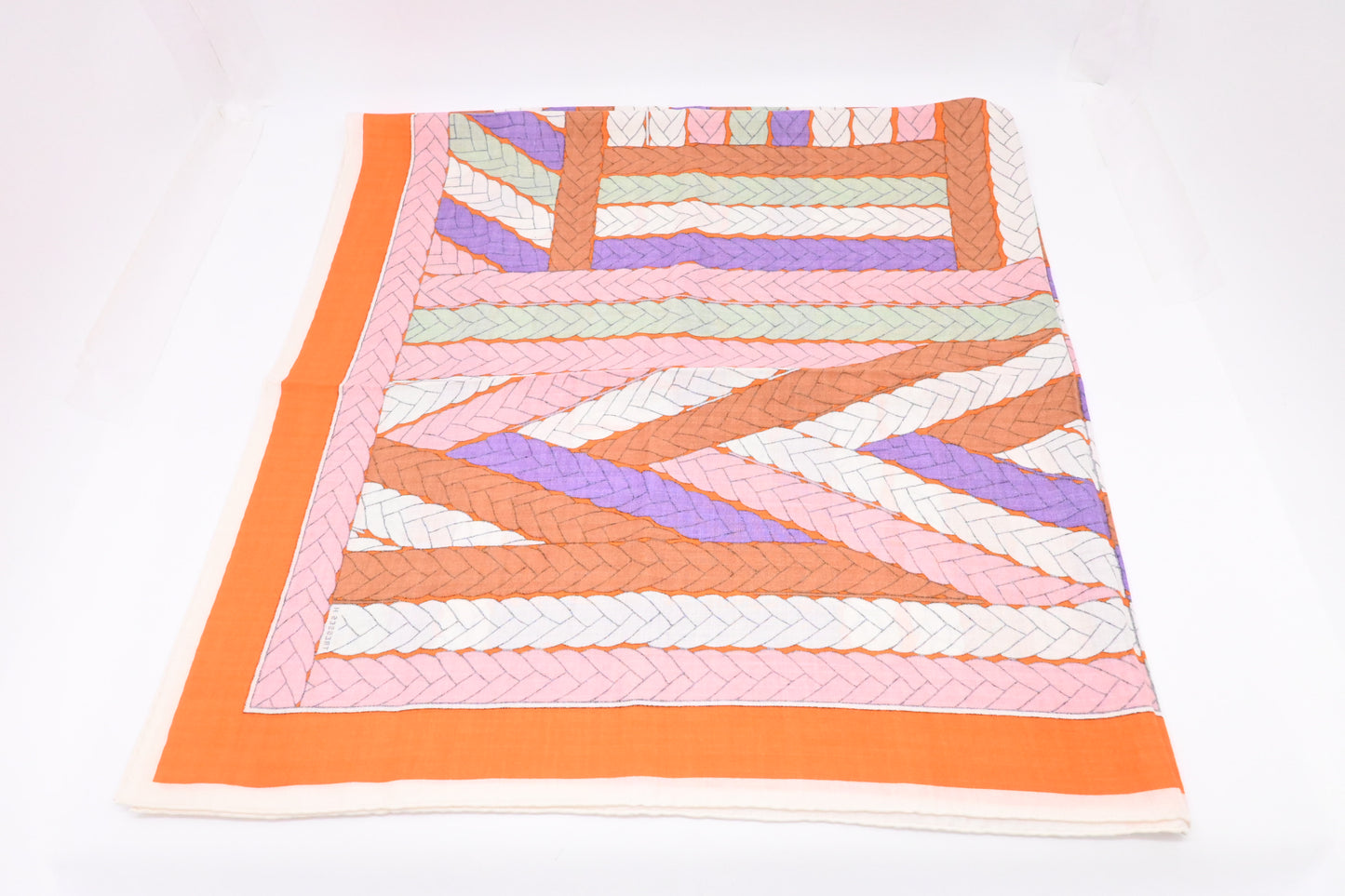 Hermes Carre 140 "Tresses H" in Cashmere and Silk