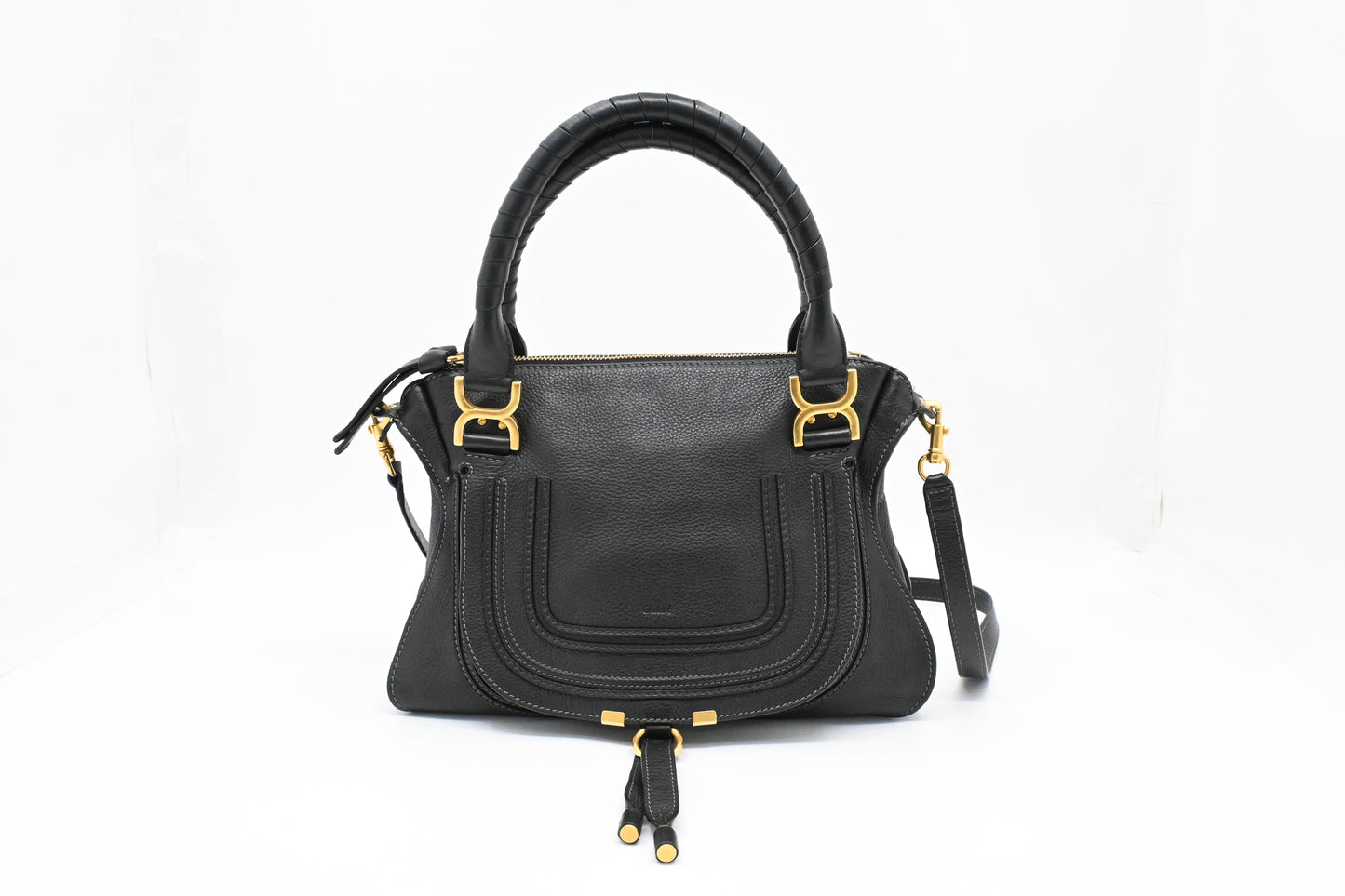 Chloe Large Marcie in Black Leather