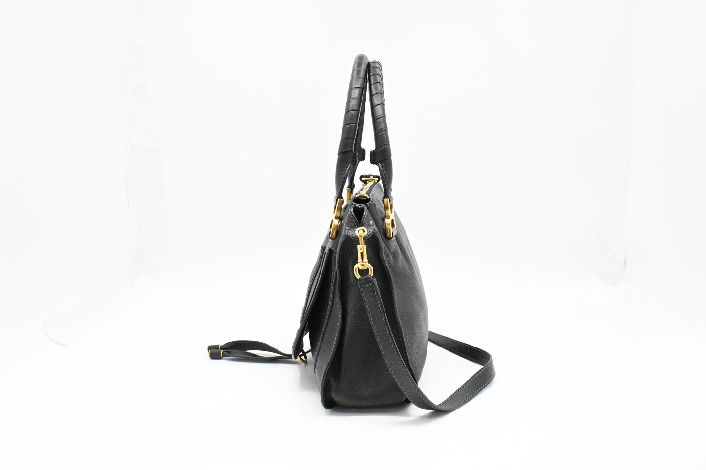 Chloe Large Marcie in Black Leather
