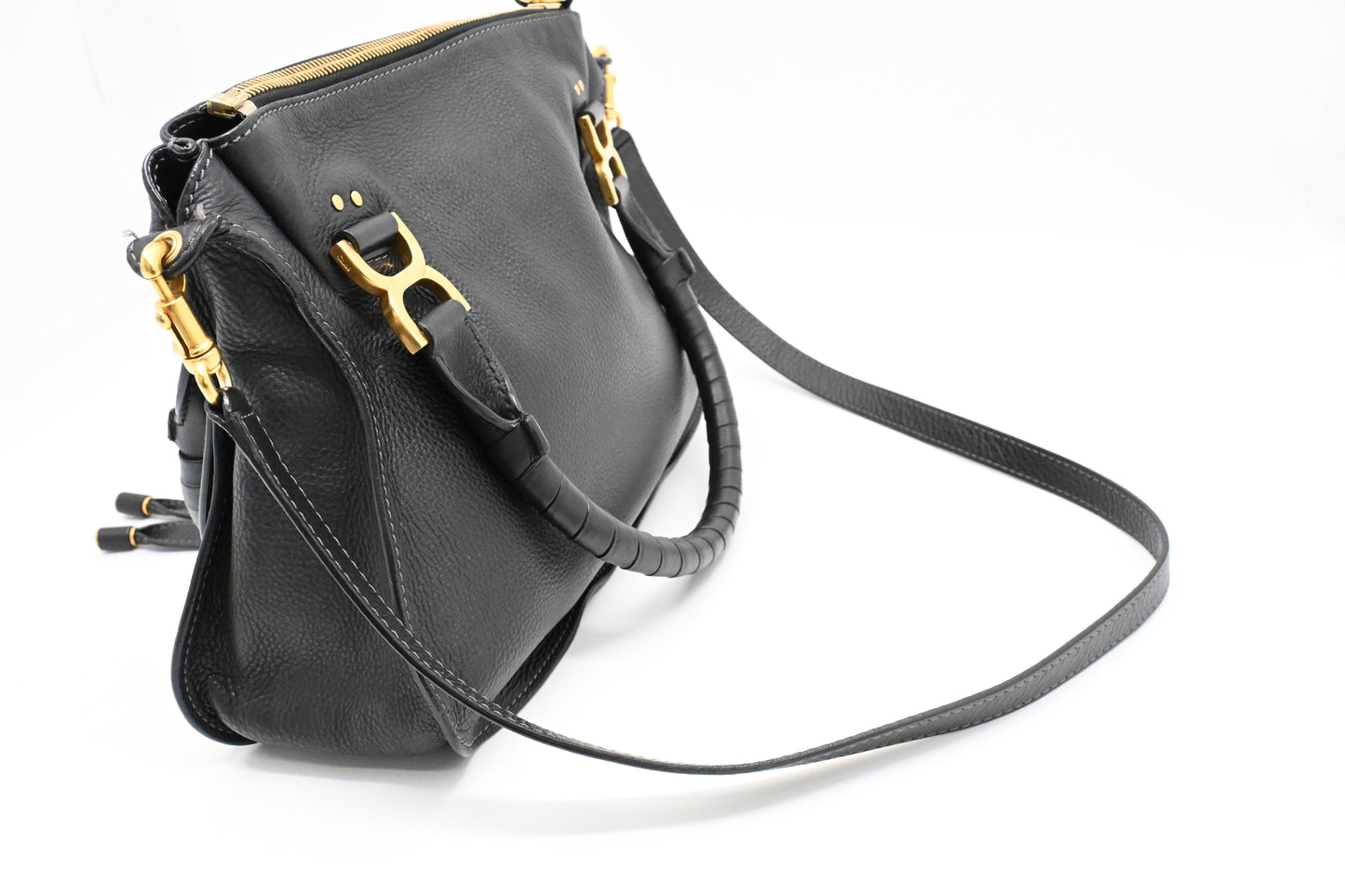 Chloe Large Marcie in Black Leather