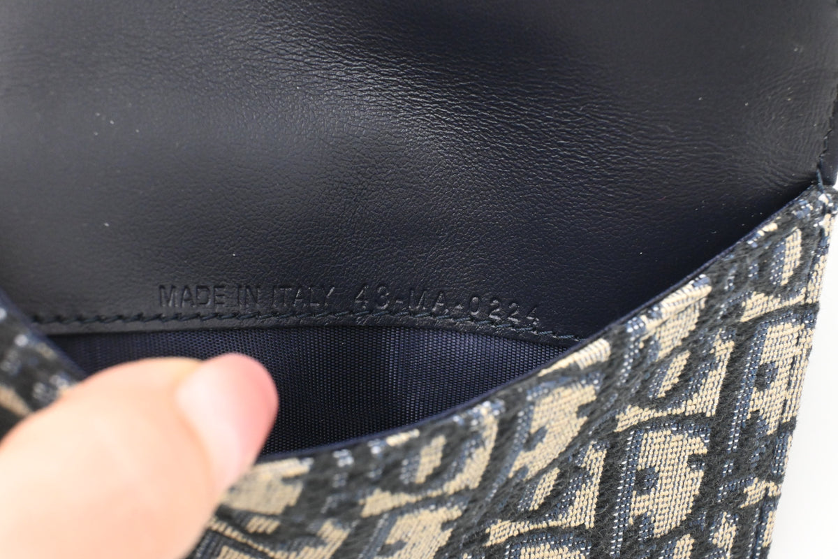 Dior Saddle Card Case in Blue Oblique Canvas