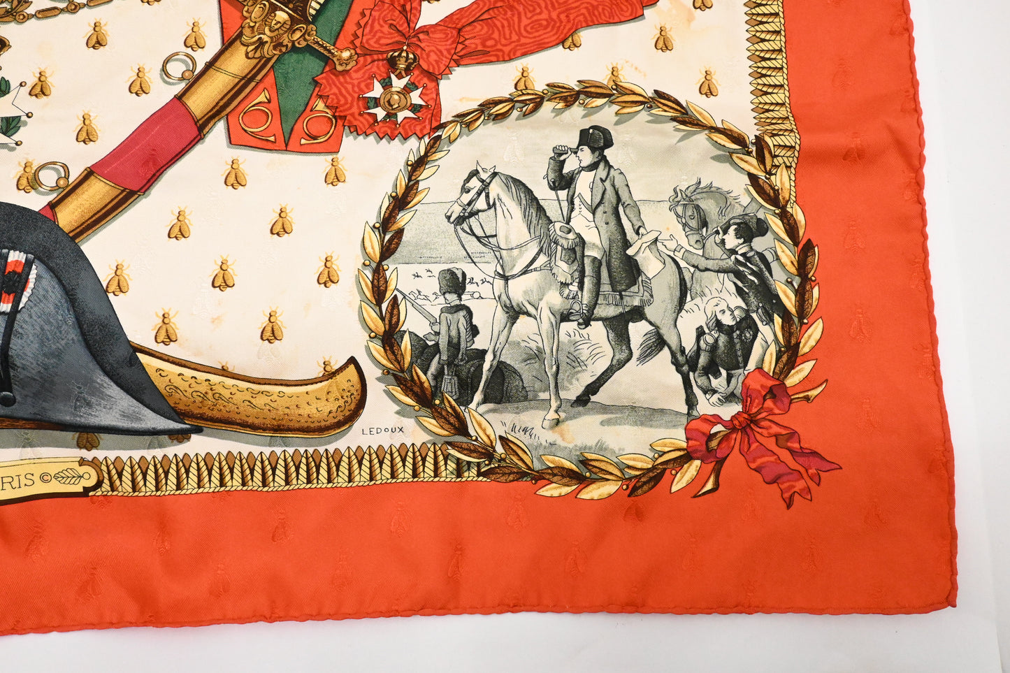 Hermes 'Napoleon' Carre 90 in Red Silk