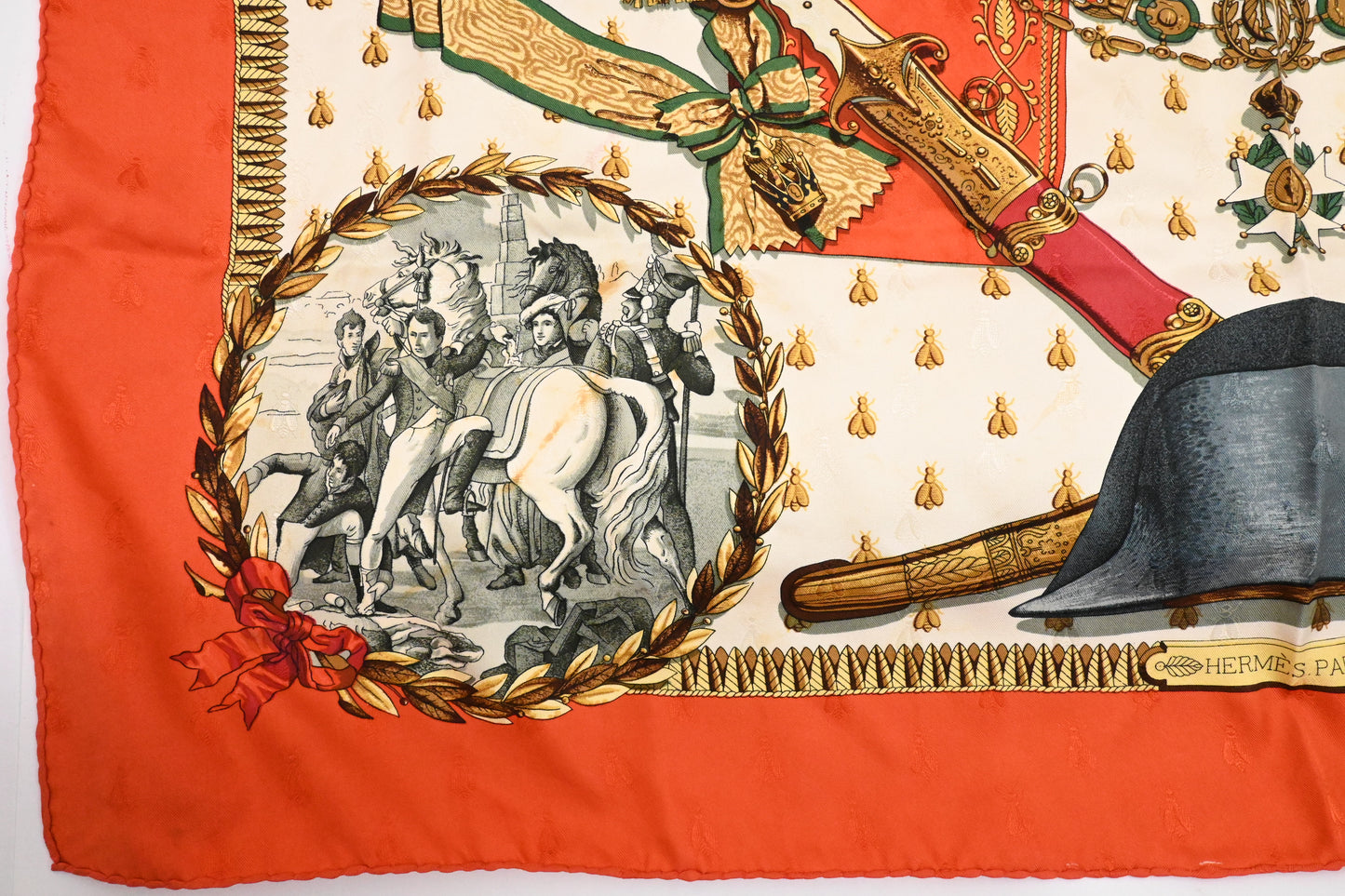 Hermes 'Napoleon' Carre 90 in Red Silk