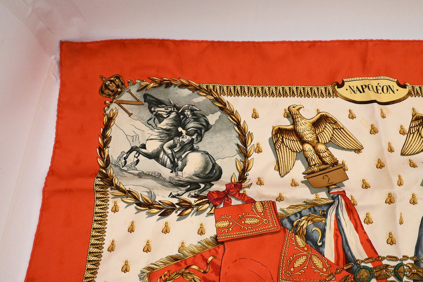 Hermes 'Napoleon' Carre 90 in Red Silk