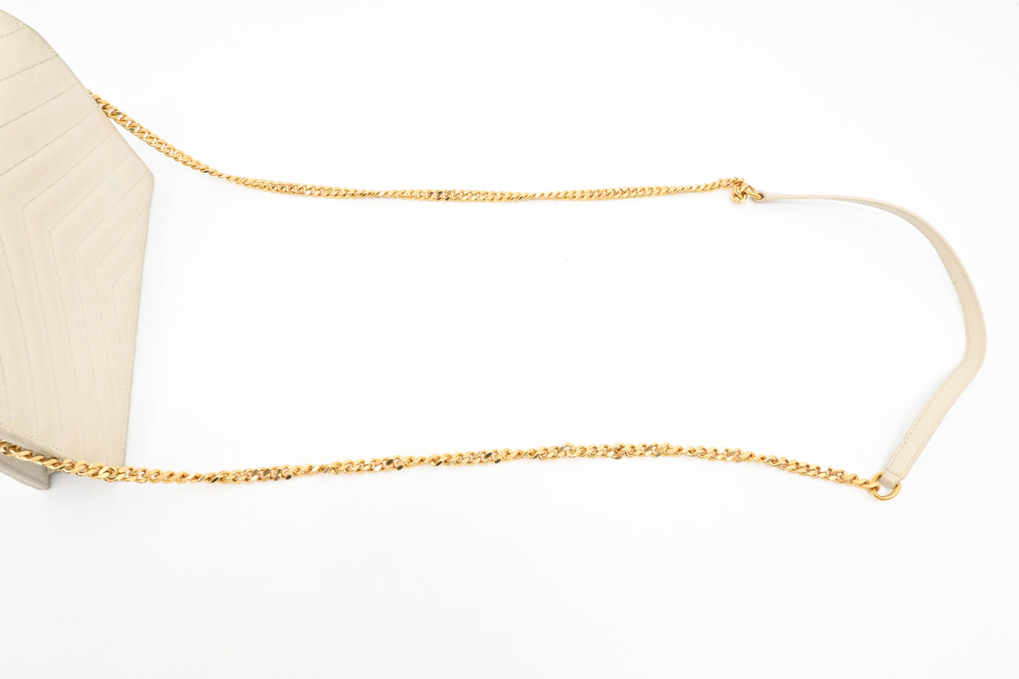 YSL Saint Laurent Cassandra Clutch on Chain in White Grain de Poudre Leather