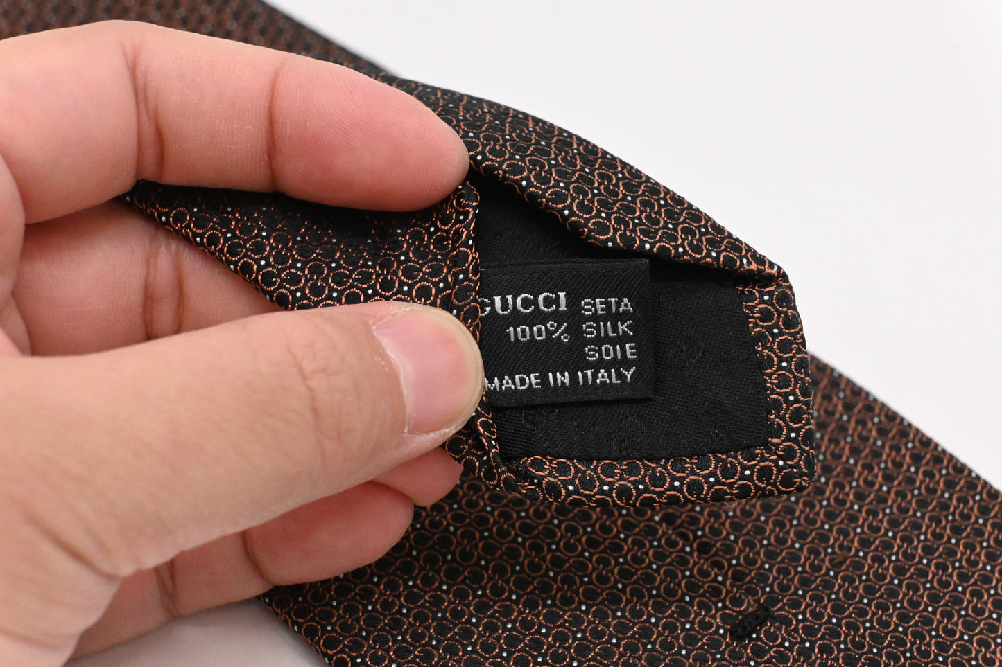 Gucci Tie in Black & Orange Silk