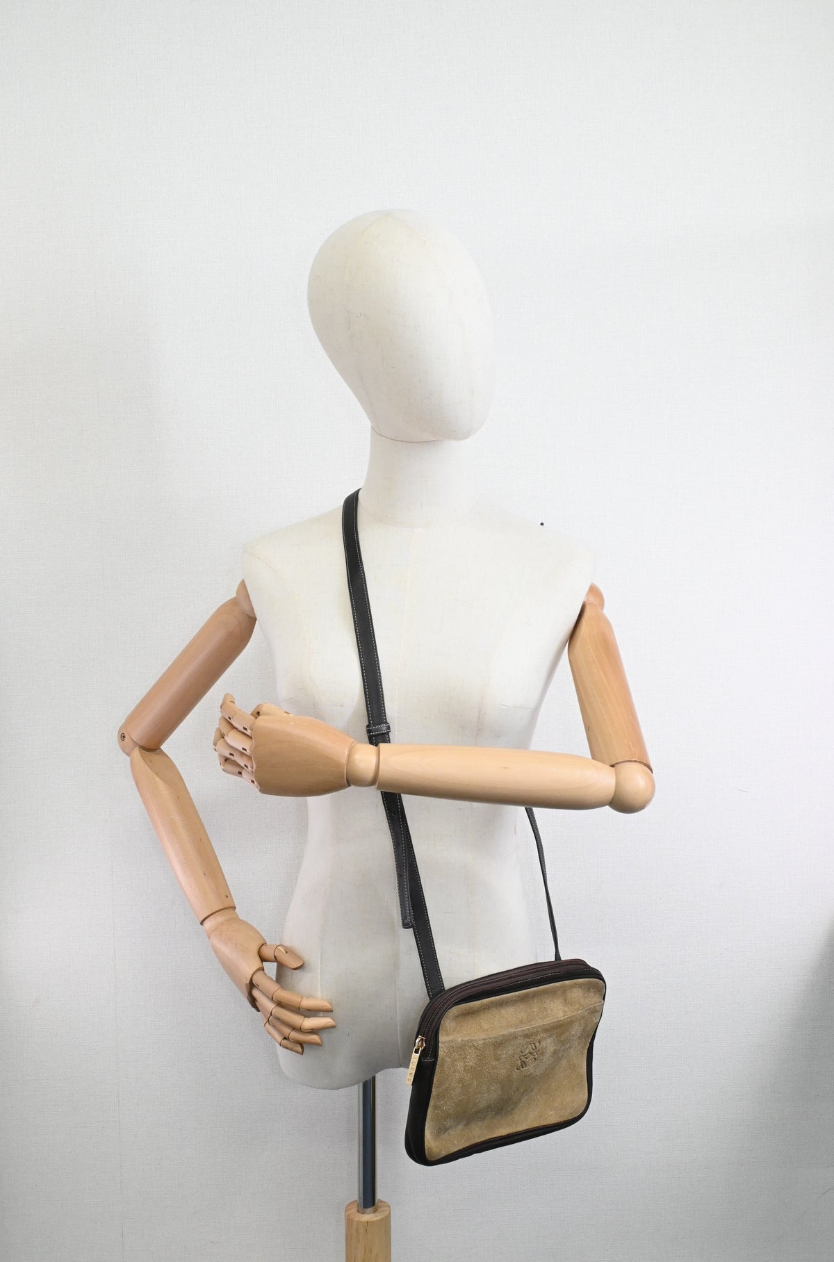 Loewe Crossbody in Brown Leather and Beige Suede