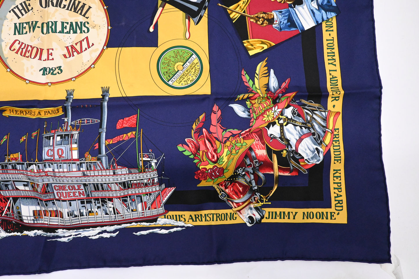 Hermes 'New Orleans' Carre 90 in Dark Blue Silk
