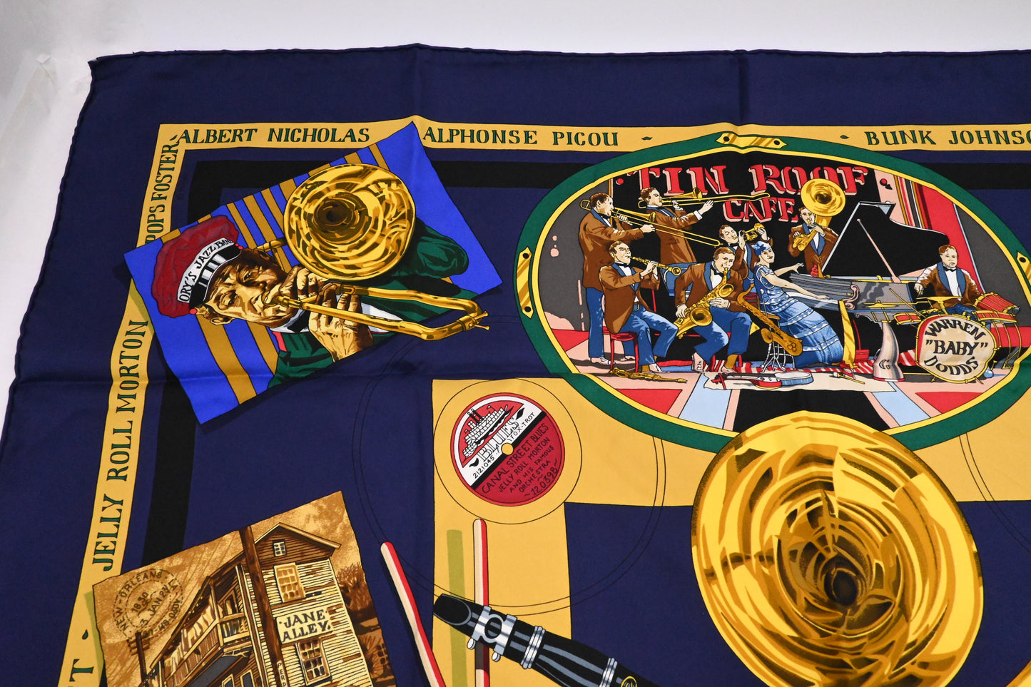 Hermes 'New Orleans' Carre 90 in Dark Blue Silk