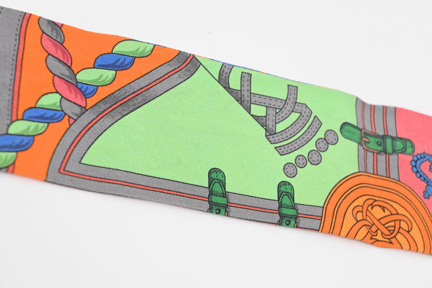 Hermes 'Grande Tenue' Twilly in Orange Multicolor Silk