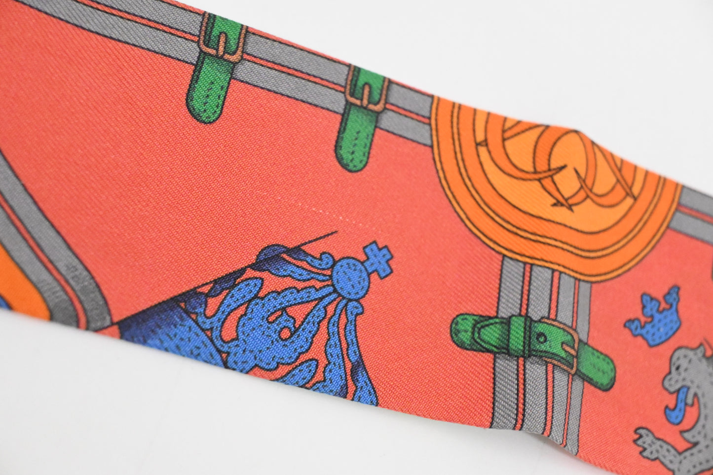Hermes 'Grande Tenue' Twilly in Orange Multicolor Silk