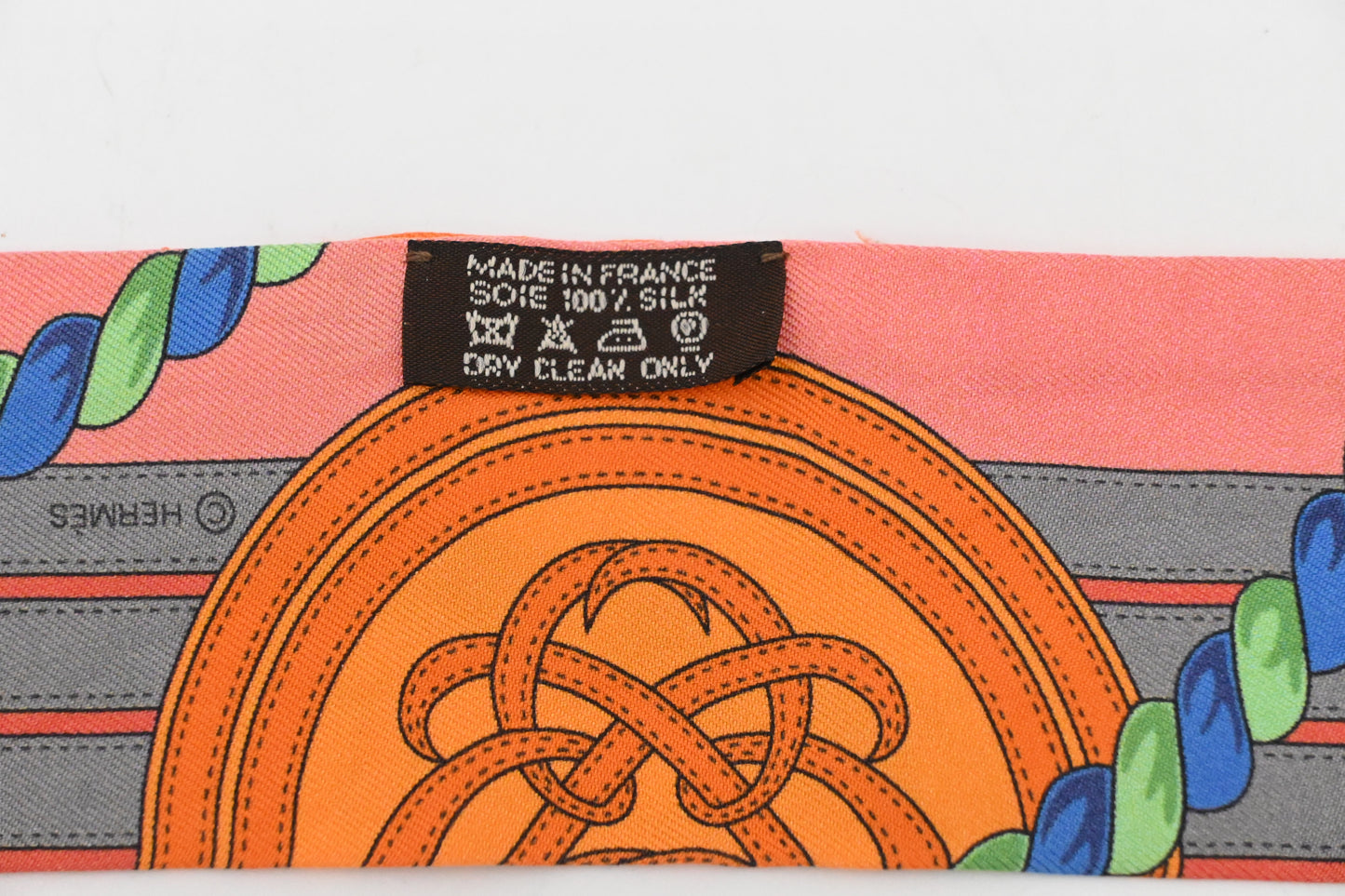 Hermes 'Grande Tenue' Twilly in Orange Multicolor Silk
