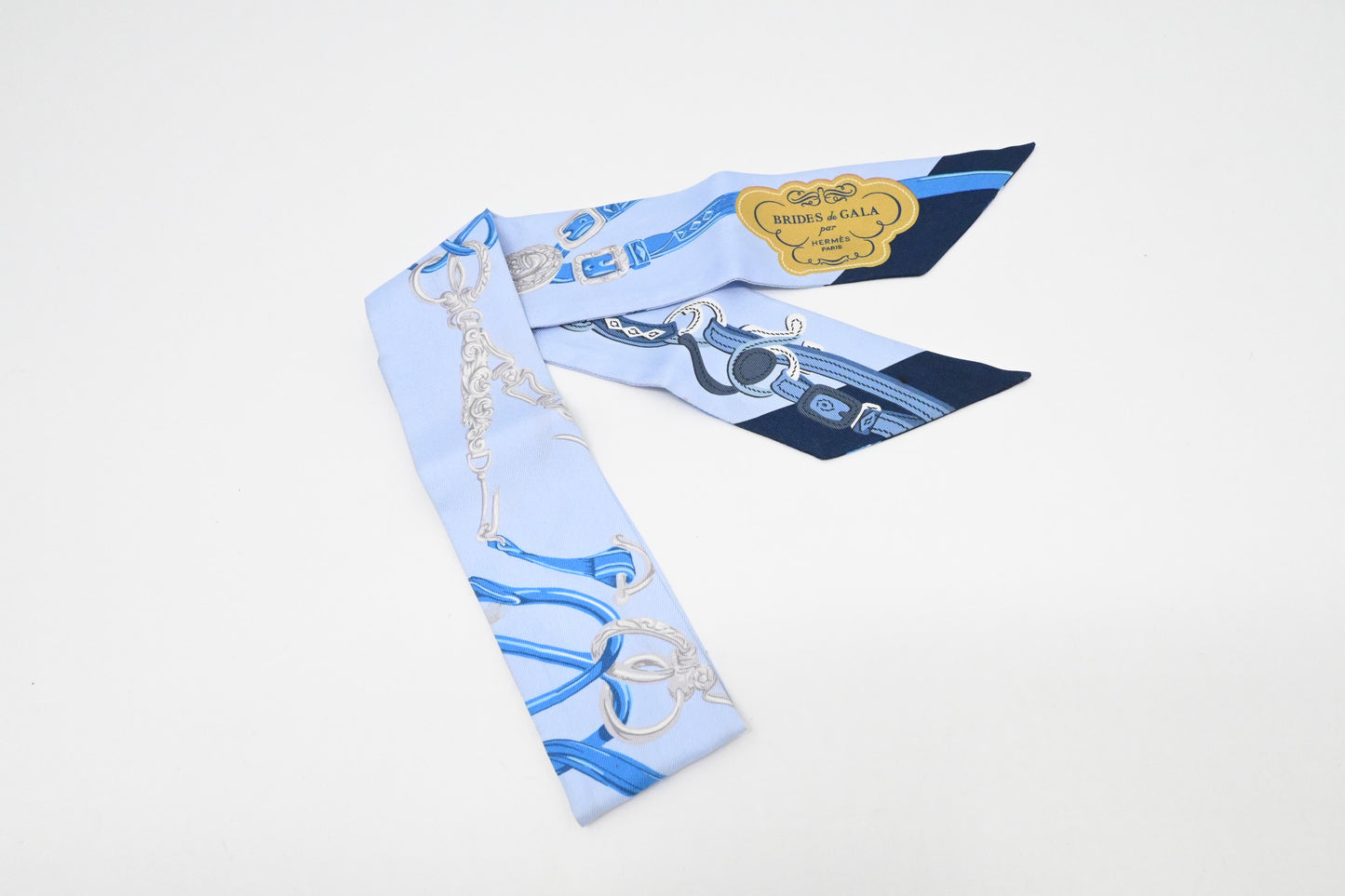 Hermes 'Brides de Gala' Twilly in Blue Silk