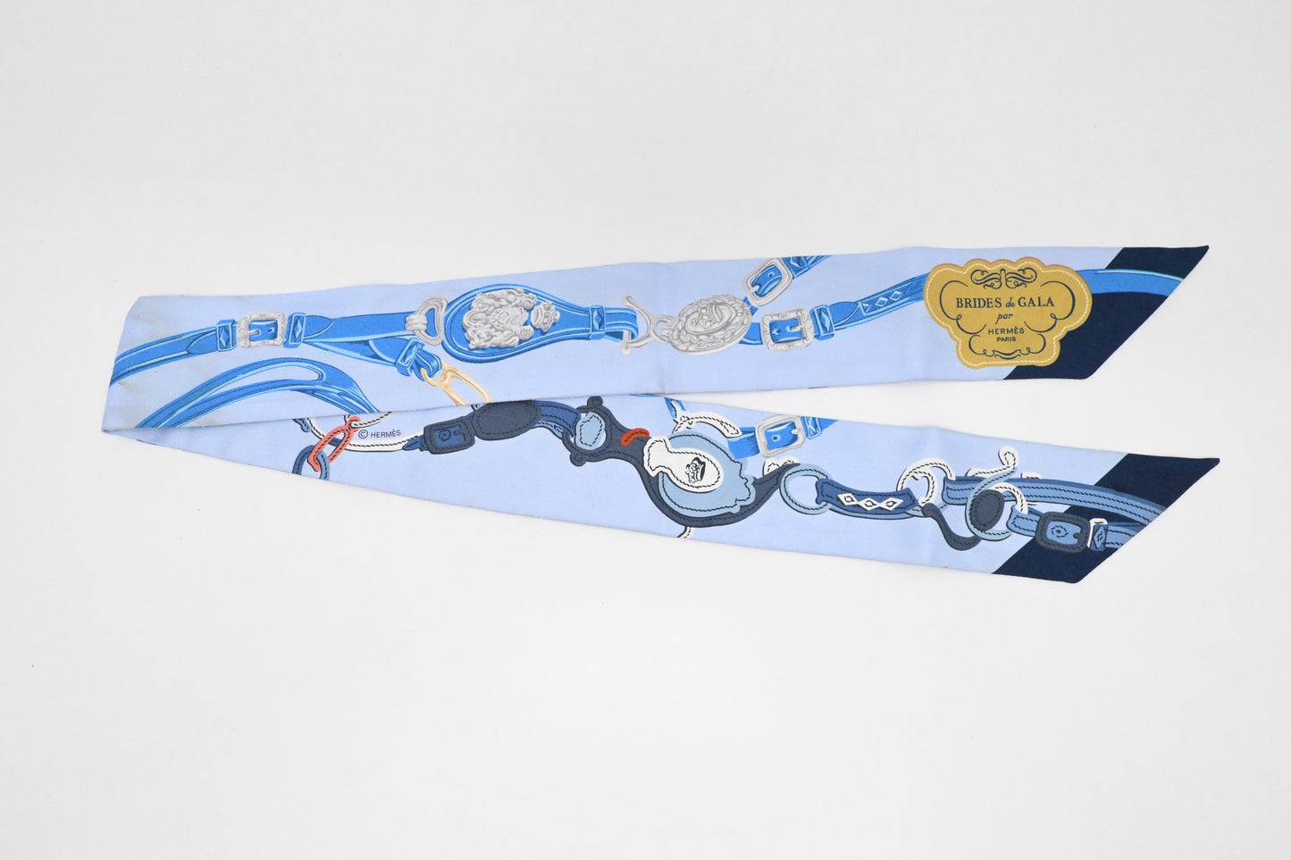 Hermes 'Brides de Gala' Twilly in Blue Silk