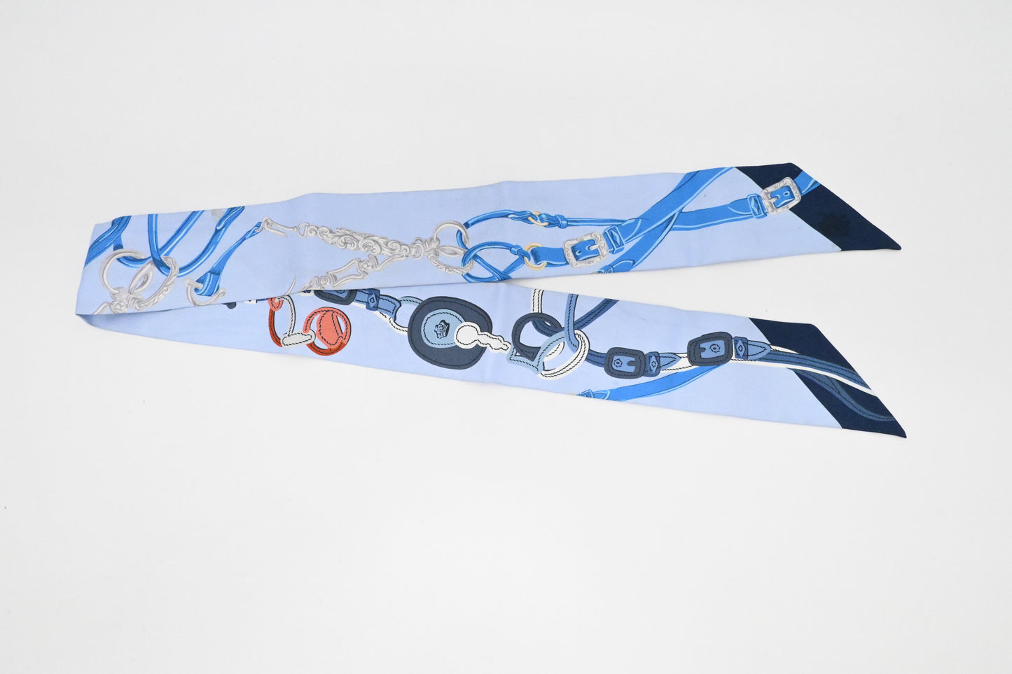Hermes 'Brides de Gala' Twilly in Blue Silk