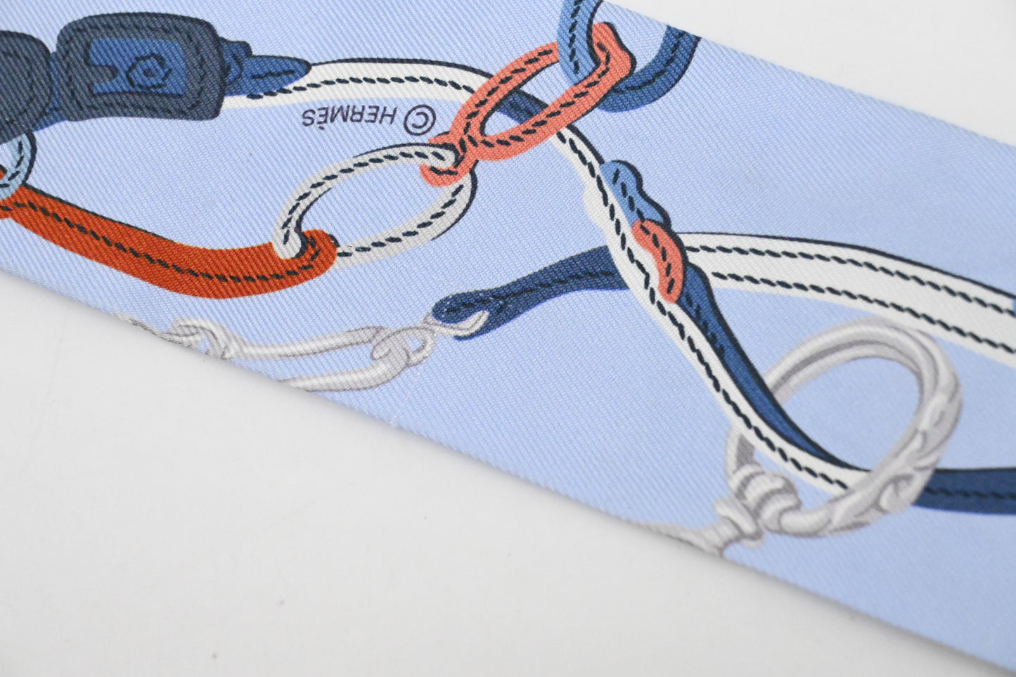 Hermes 'Brides de Gala' Twilly in Blue Silk