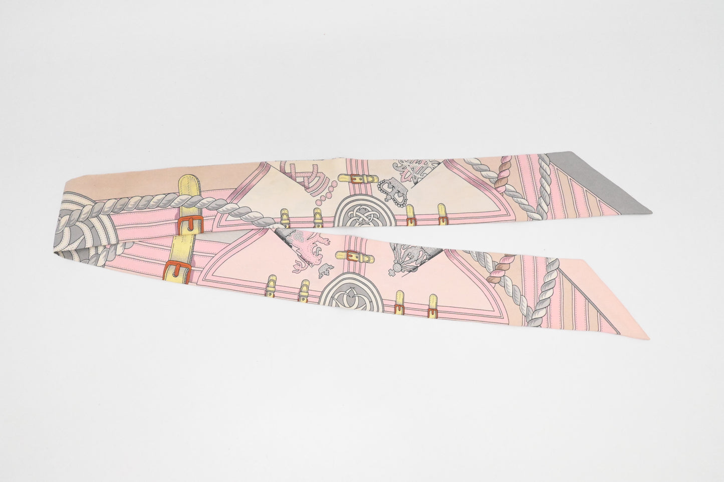 Hermes 'Grande Tenue' Twilly in Pink Silk