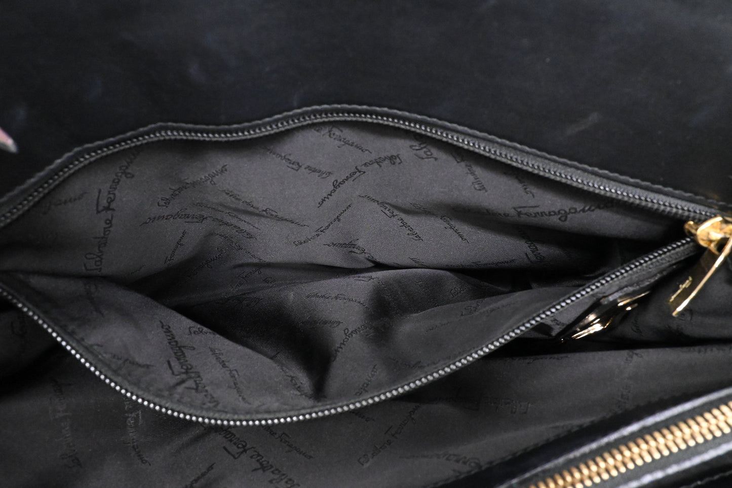 Ferragamo Shoulder Bag in Black Leather