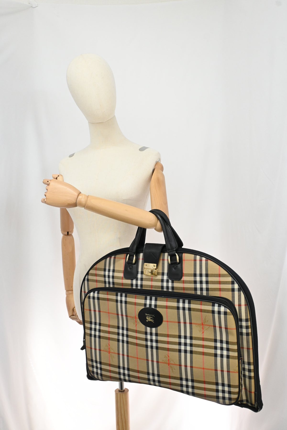 Burberry Garment Bag in Checked Canvas