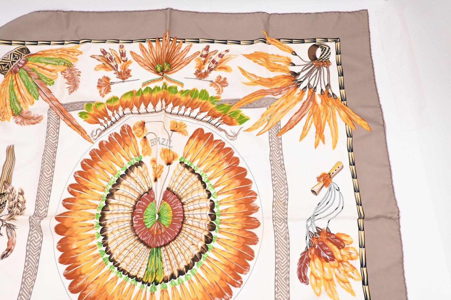 Hermes 'Brazil' Carre 90 in Gray Silk