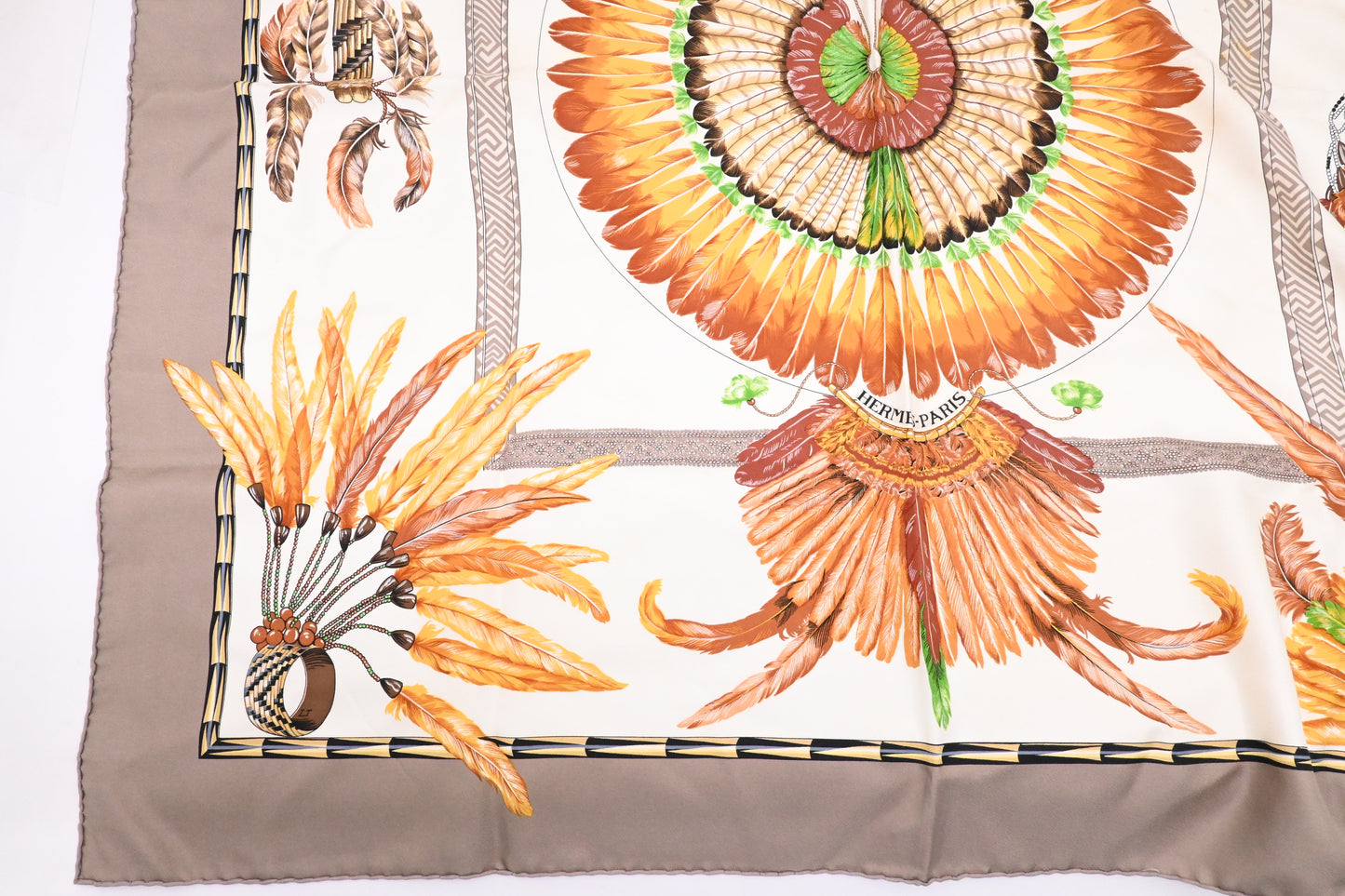 Hermes 'Brazil' Carre 90 in Gray Silk