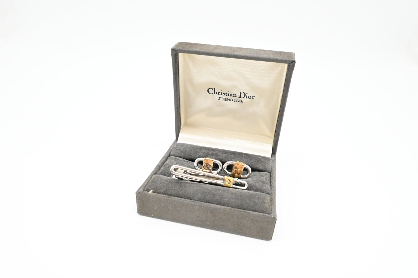 Dior Tie Clip and Cuff Links Set in Sterling Silver