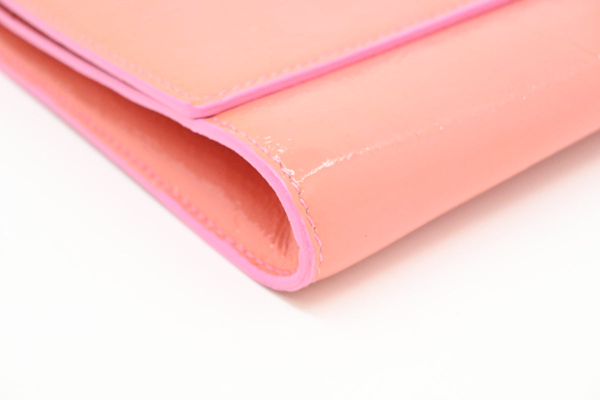 YSL Saint Laurent Clutch in Peach Patent Leather