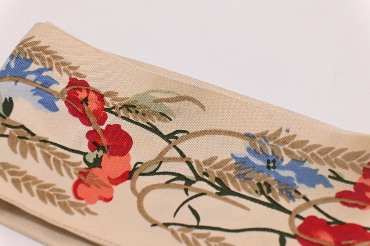 Dior Mitzah Scarf in Beige Floral Silk