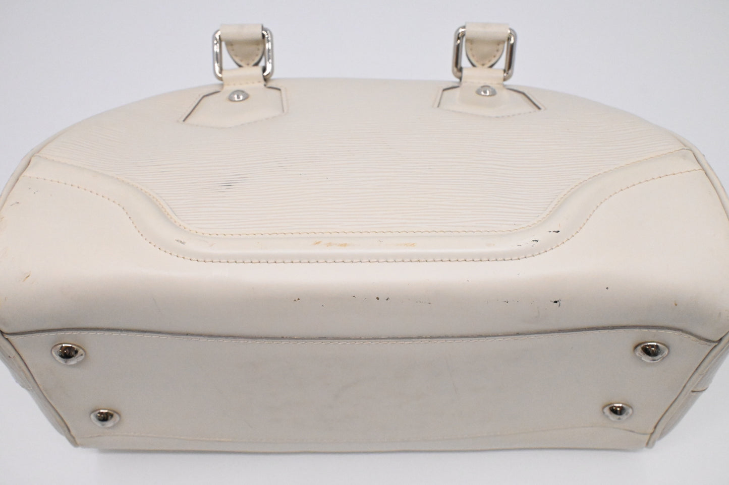 Louis Vuitton Bowling Montaigne PM in White Epi Leather