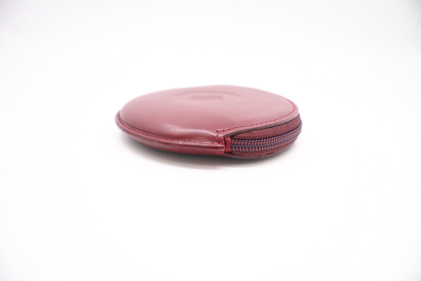 Cartier Round Coin Case in Burgundy Leather