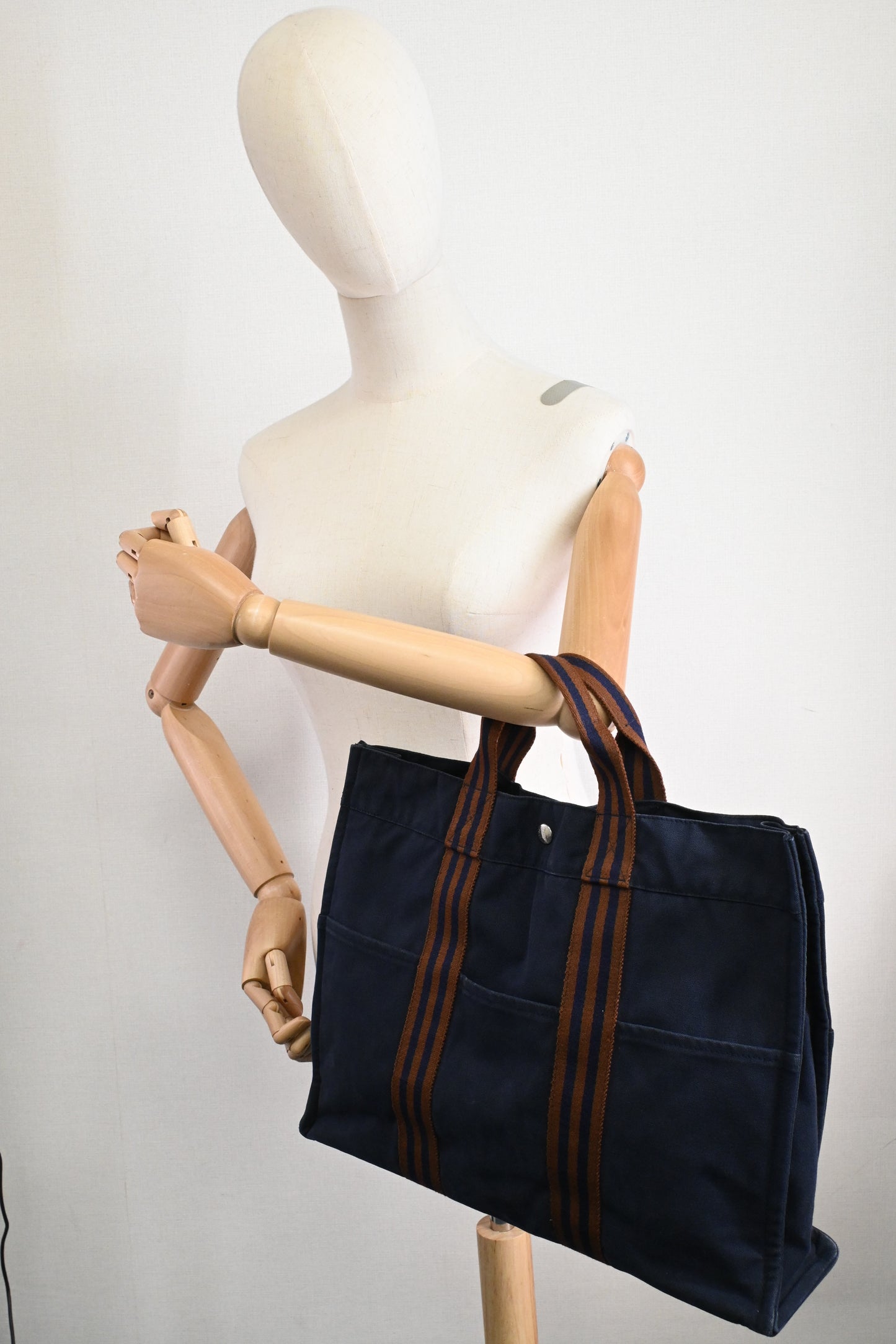 Hermes Fourre Tout MM in Navy Blue Canvas