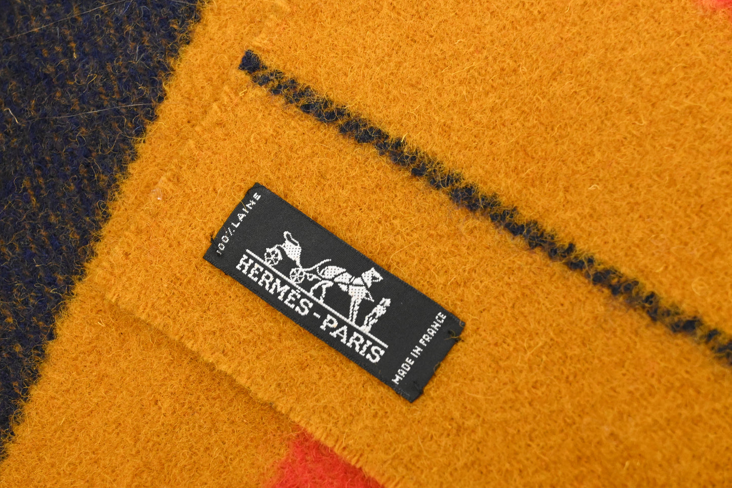 Hermes Rocabar Scarf in Yellow, Blue and Red Wool