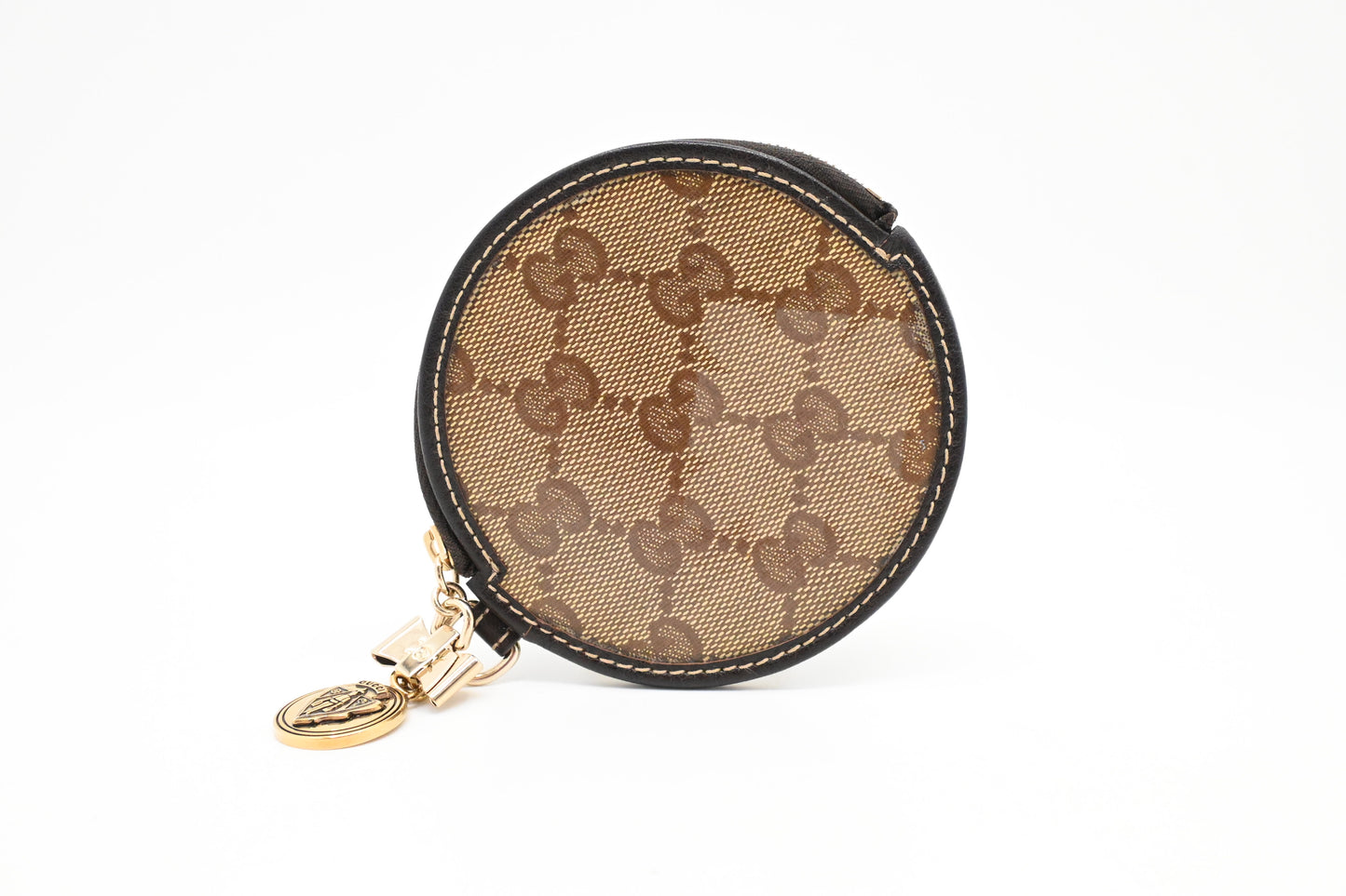 Gucci Round Coin Case in GG Coated Canvas