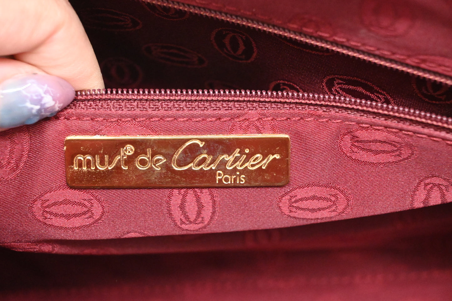 Cartier Handbag in Burgundy Leather