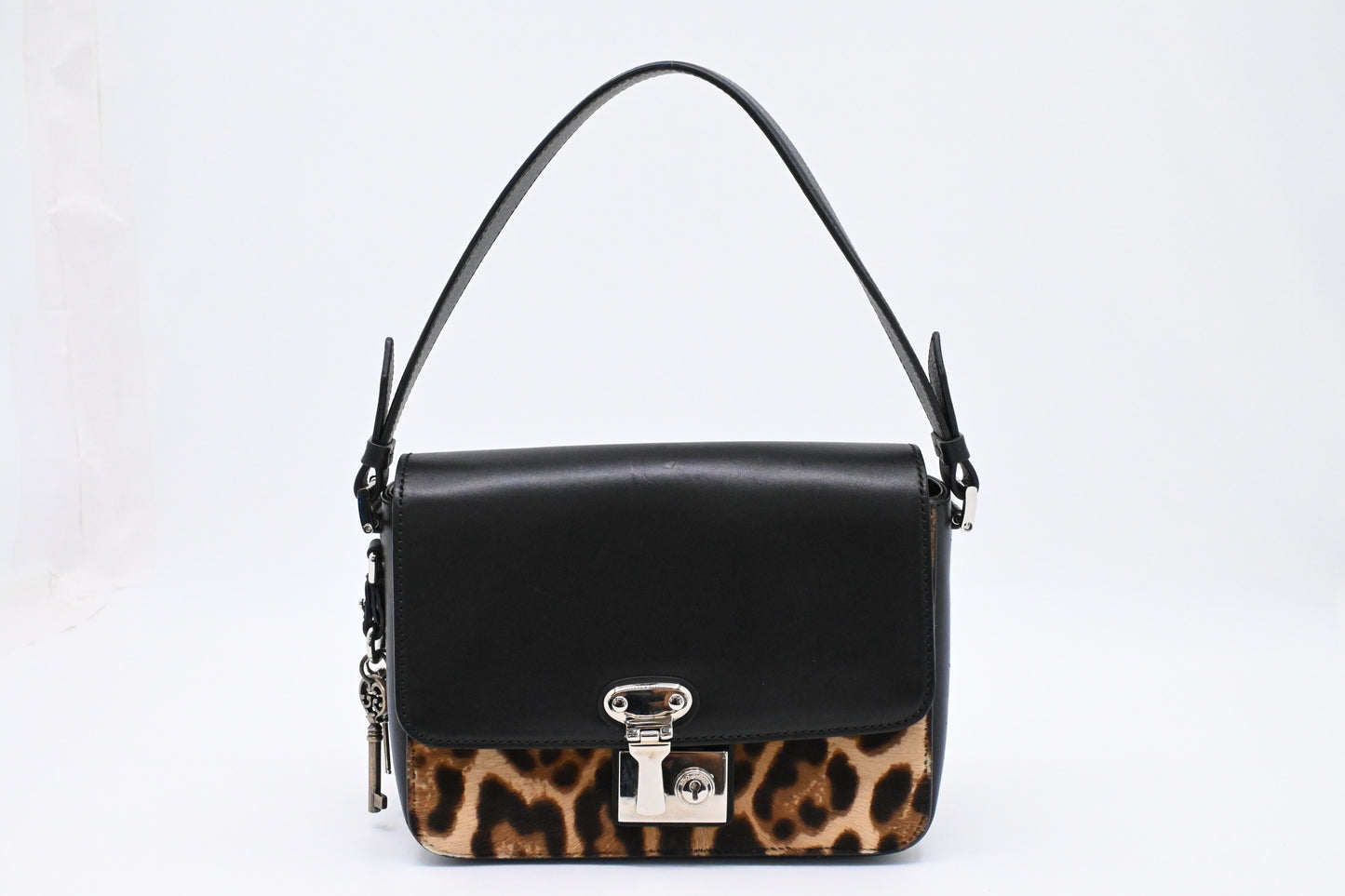 Dolce & Gabbana Handbag in Black Leather with Leopard