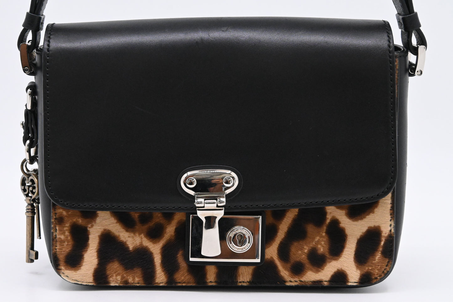 Dolce & Gabbana Handbag in Black Leather with Leopard