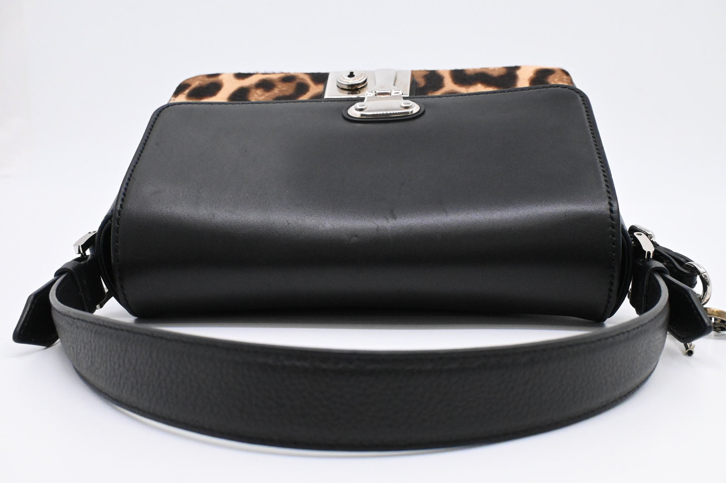 Dolce & Gabbana Handbag in Black Leather with Leopard