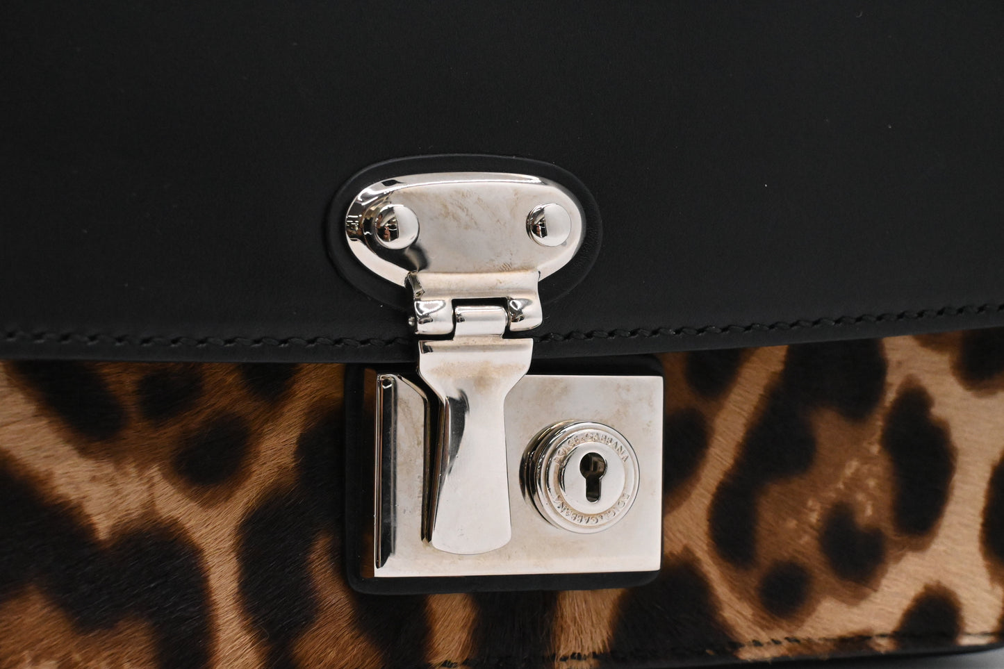 Dolce & Gabbana Handbag in Black Leather with Leopard