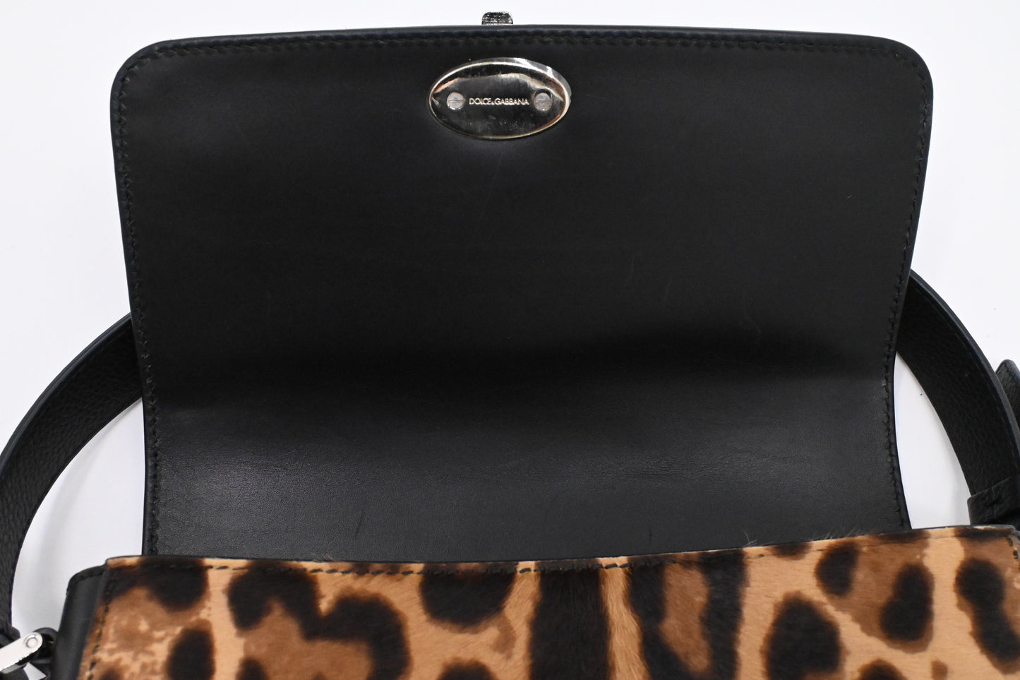 Dolce & Gabbana Handbag in Black Leather with Leopard