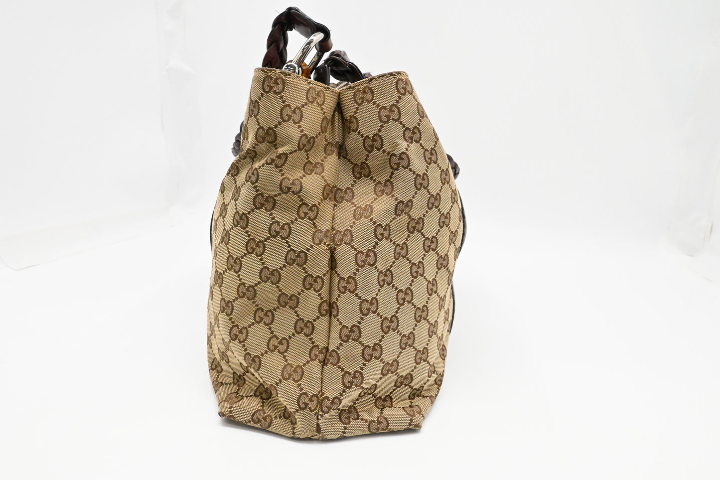Gucci Bamboo Tote in Brown GG Canvas
