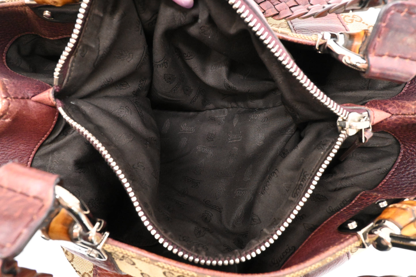 Gucci Bamboo Tote in Brown GG Canvas