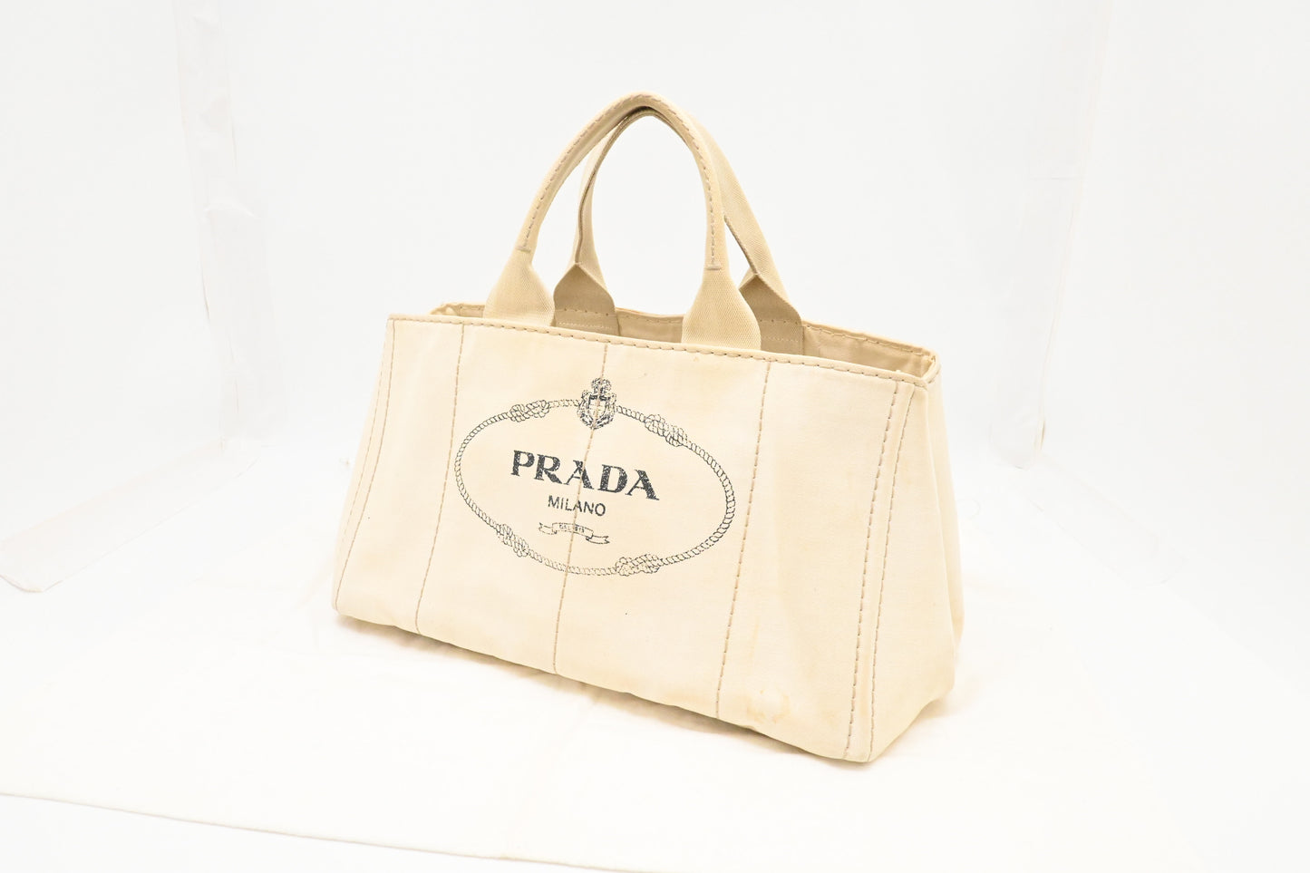 Prada Large Canapa Tote in White Canvas