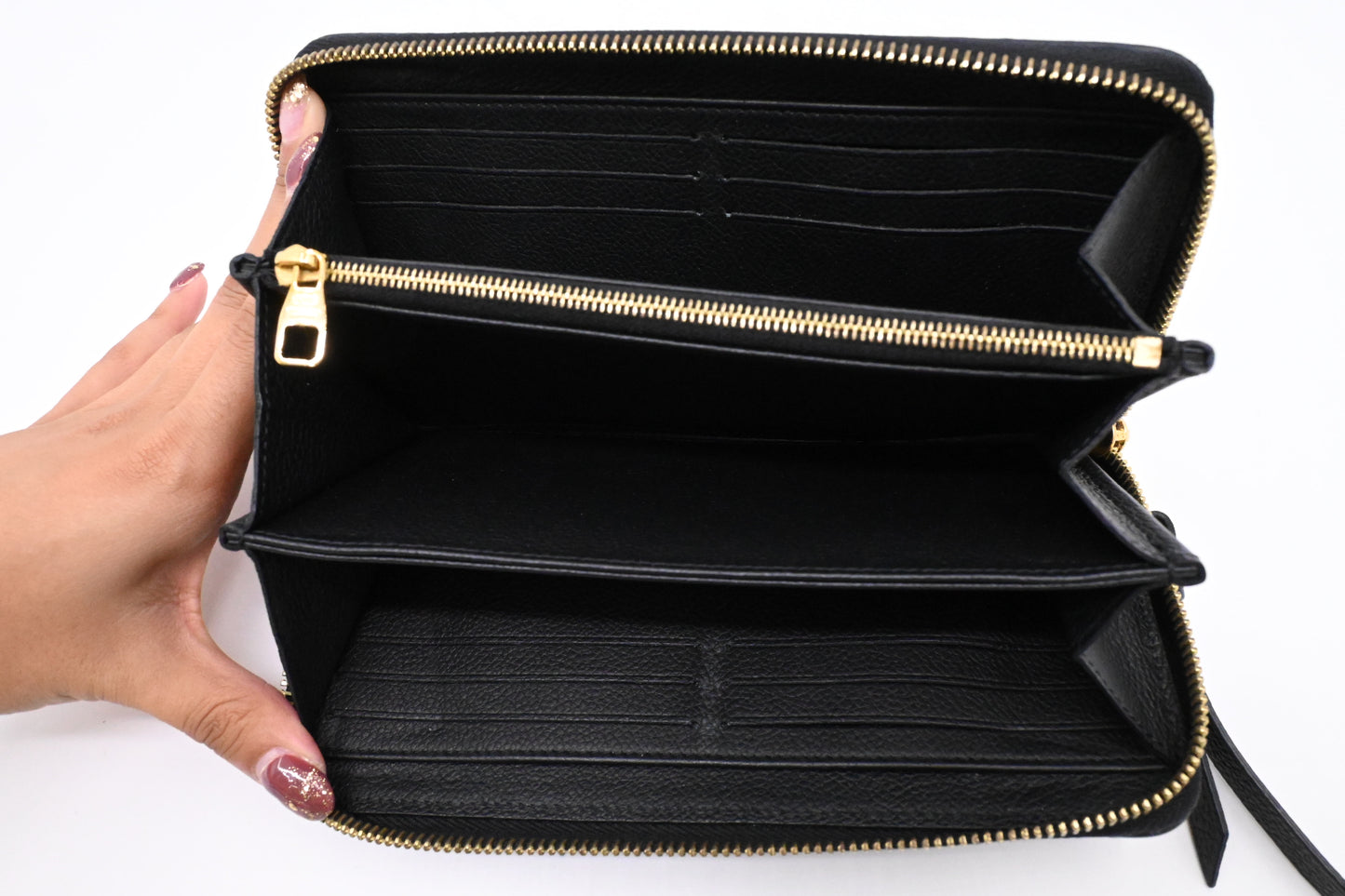 Louis Vuitton Zippy Wallet in Black and Beige Bicolor Empreinte Leather