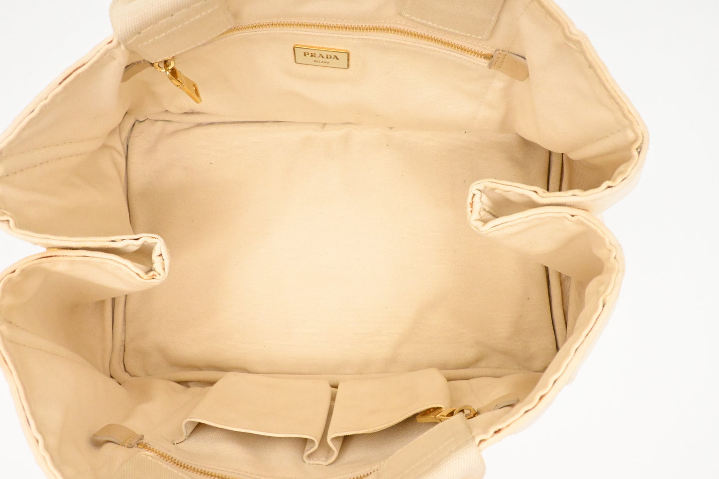 Prada Large Canapa Tote in White Canvas